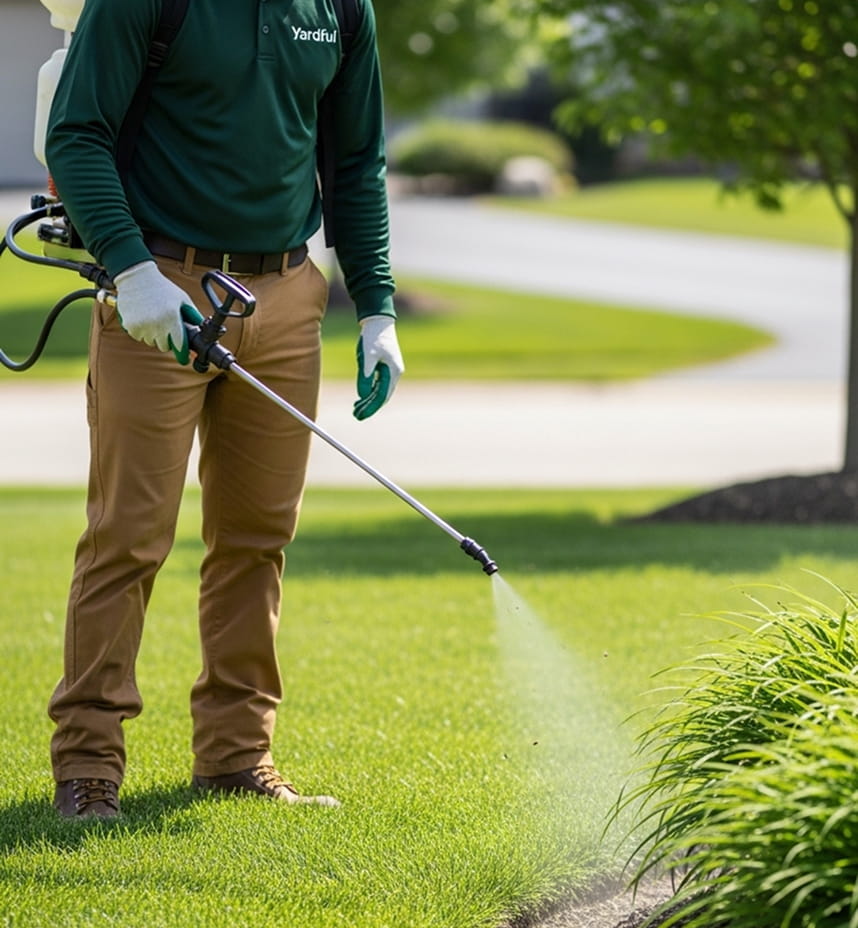 Aerated lawn with soil plugs