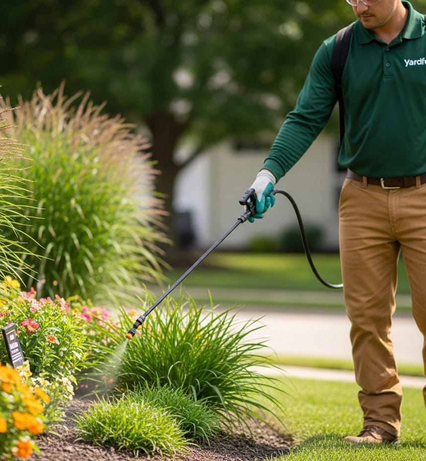 Aerated lawn with soil plugs