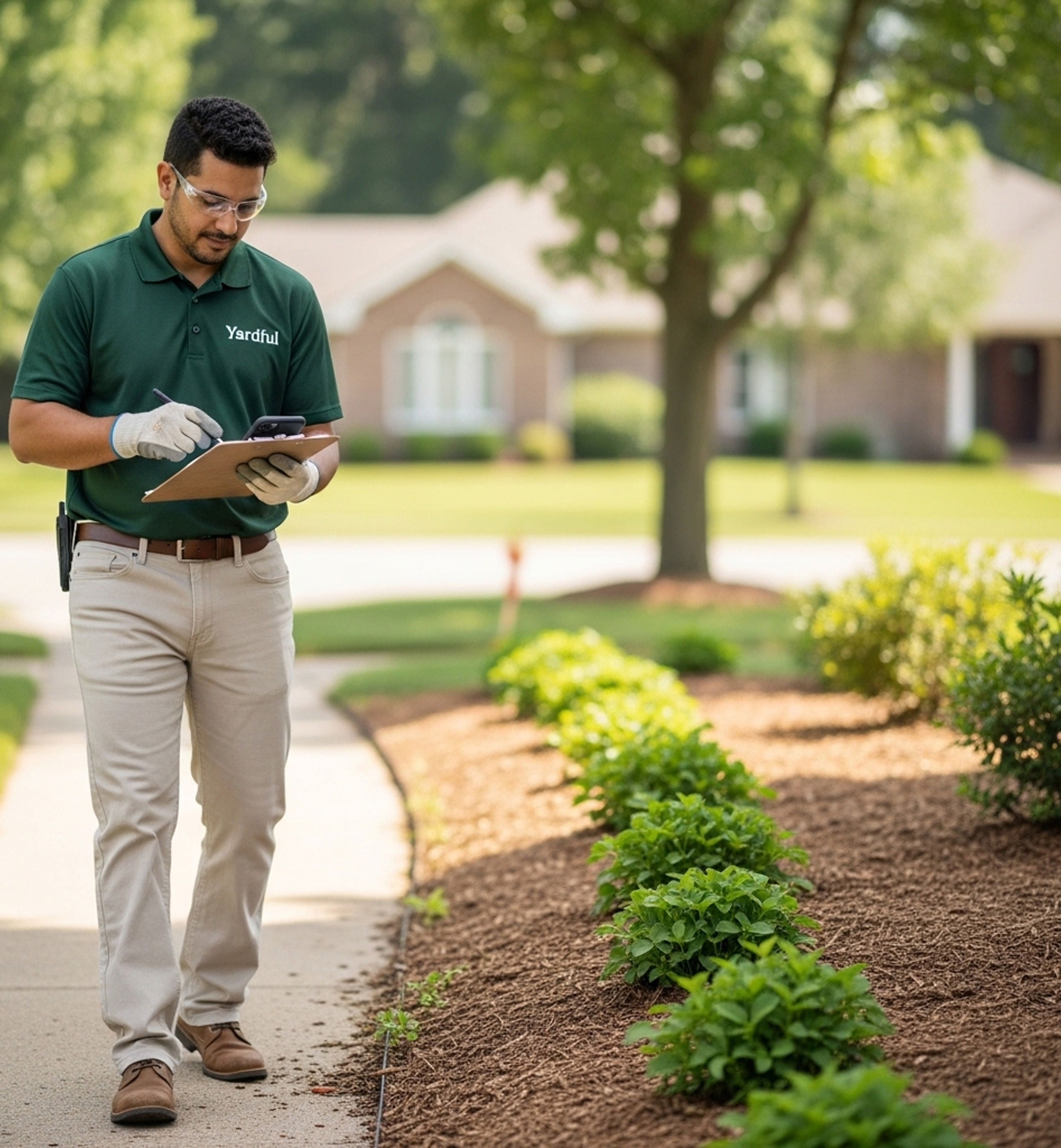 Fresh mulch installed around trees and shrubs