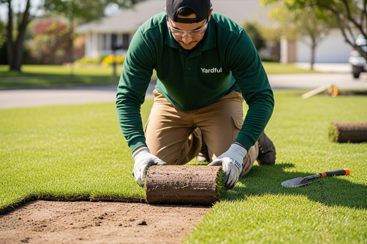 Fresh sod being laid